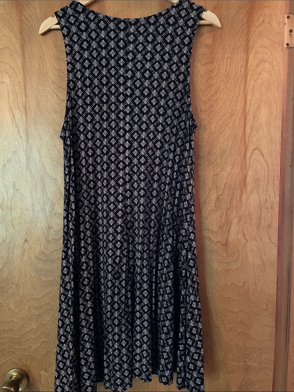 Old Navy Black & Tan Sleeveless Geometric Swing Dress, L - Picture 3 of 5